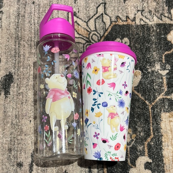 Winnie the Pooh Pink and White Water Bottle and Tumbler Set - Picture 1 of 1